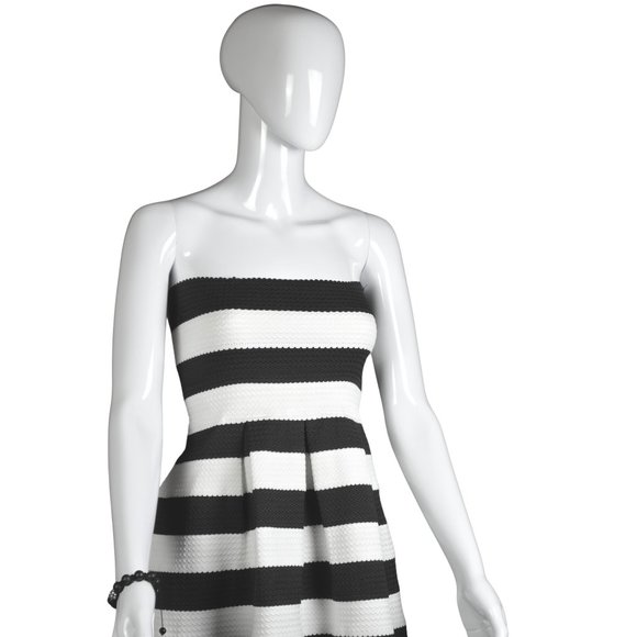 Doe & Rae Black and White Stripe Mini Halter Dress - Size S - Picture 5 of 8